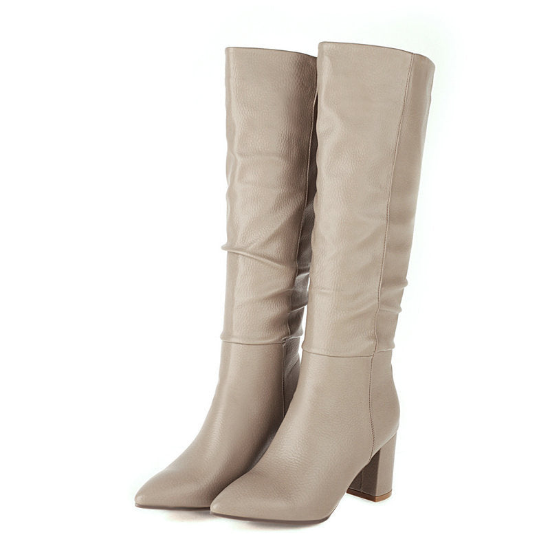 Sarah Express Fleece-Lined Chunky Heel Mid-Calf Boots