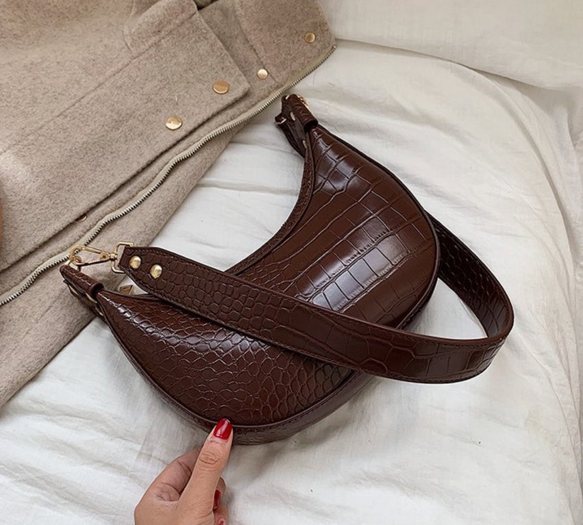 Sarah Express Crocodile Pattern Dumpling Shoulder Bag