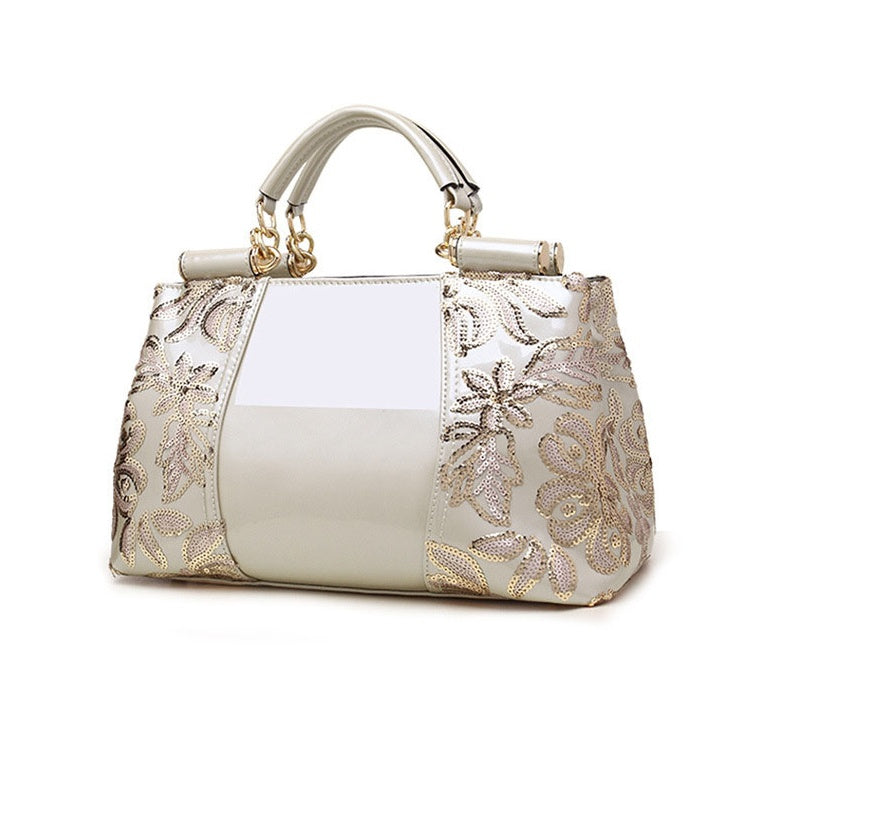 Sarah Express Floral Sequin Structured Shoulder Handbag