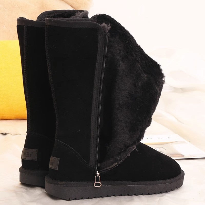Sarah Express Fleece-Lined Suede Winter Boots Side Zipper