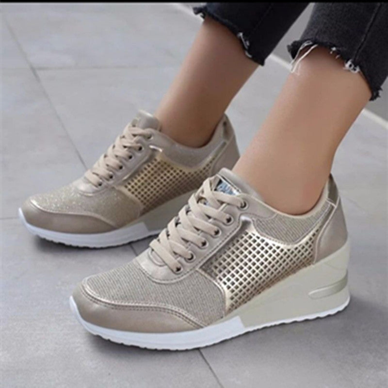 Sarah Express Lace-Up Platform Wedge Sneakers