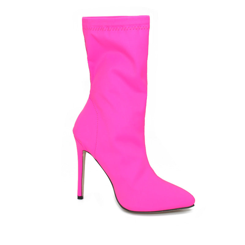 Sarah Express Stretch Suede Pointed Toe High Heel Boots
