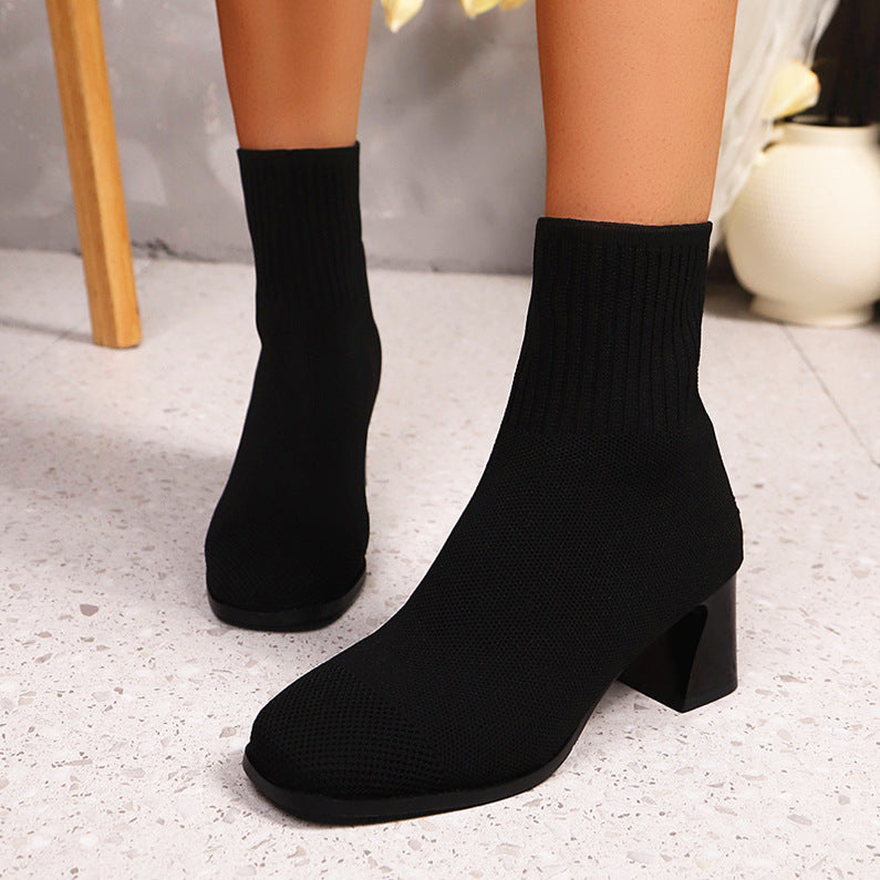 Sarah Express Knitted Ankle Sock Boots Slip-On