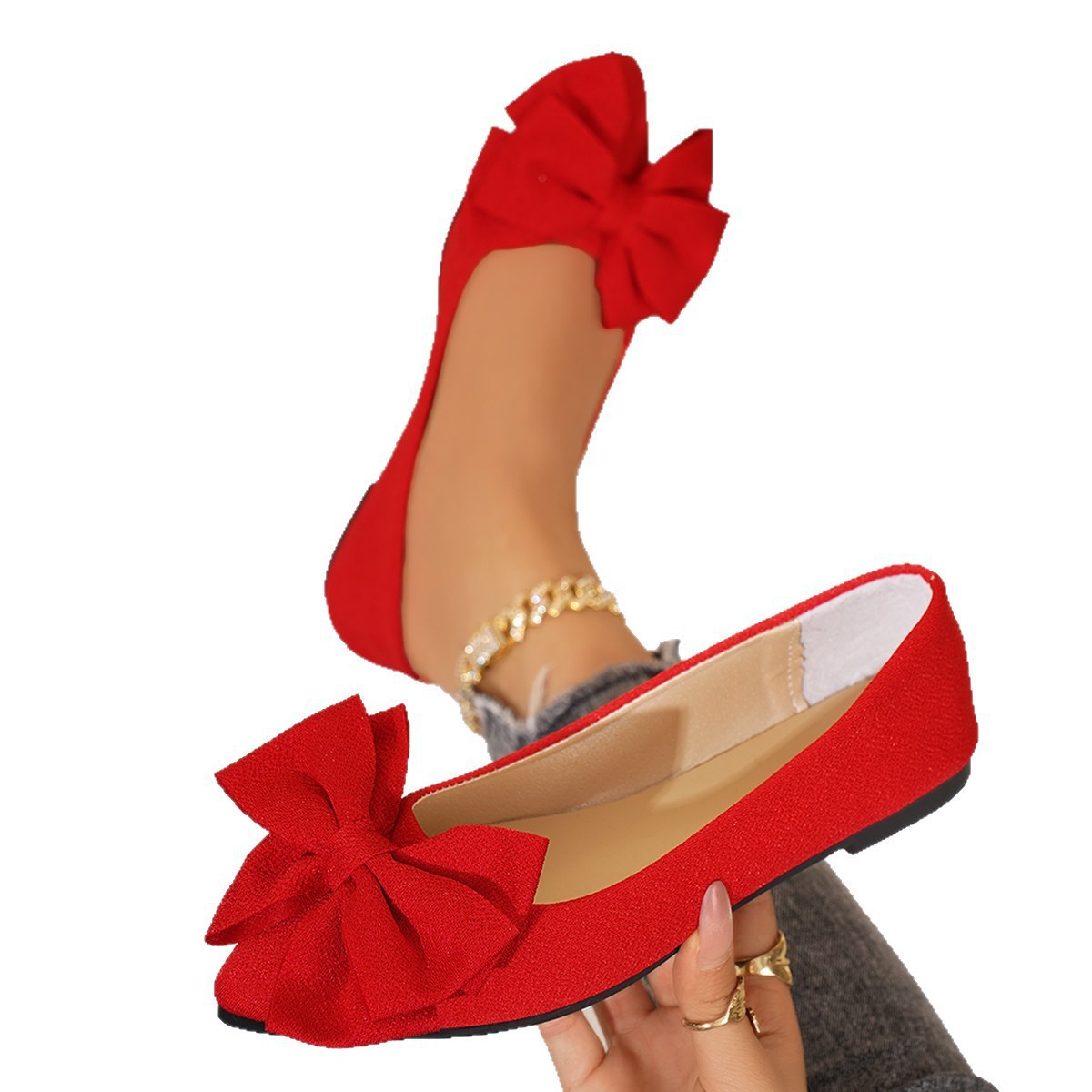 Sarah Express Women's Bow-Tie Pointed Toe Slip-On Loafers