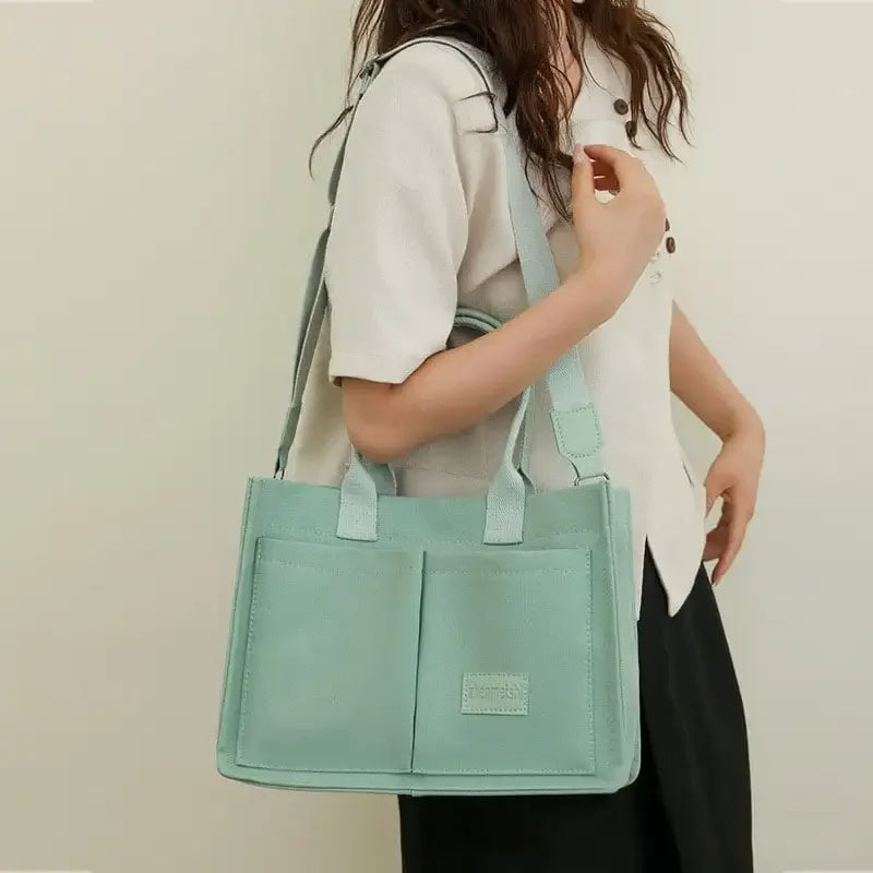 Sarah Express Canvas Multi-Pocket Tote and Crossbody Bag
