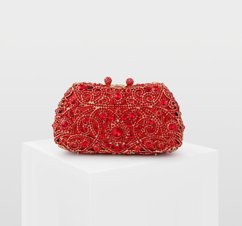 Sarah Express Crystal Beaded Evening Clutch Bag Red