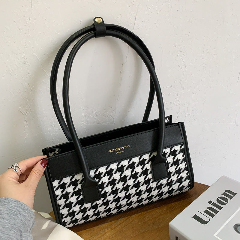 Sarah Express Structured Houndstooth Pattern Handbag