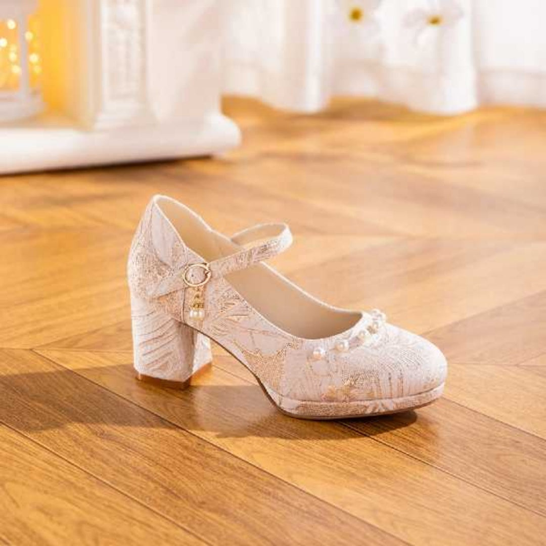 Sarah Express Jacquard Mary Jane Platform Heels