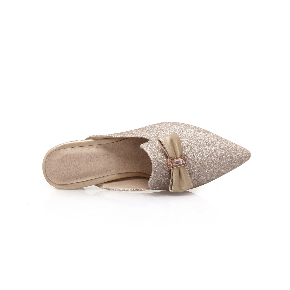 Sarah Express Glitter Bow Knot Pointed Toe Slippers