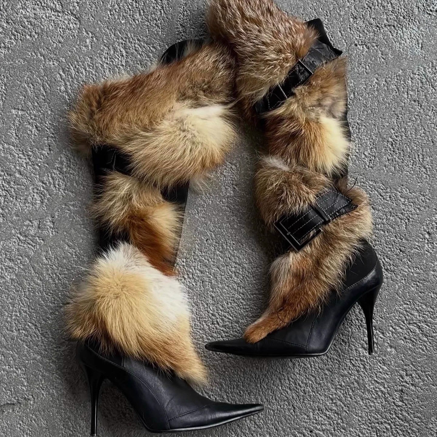 Sarah Express Fluffy Trim Stiletto Thigh-High Boots