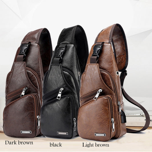 Sarah Express Men USB Charging Bag Men Chest Bag For Custom PU PVC Shoulder Bag Diagonal Package Messenger Travel Bag Cross Body Bags