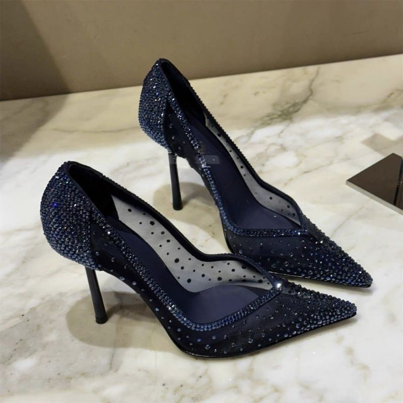 Sarah Express Mesh Rhinestone Pointed-toe Stiletto Heels
