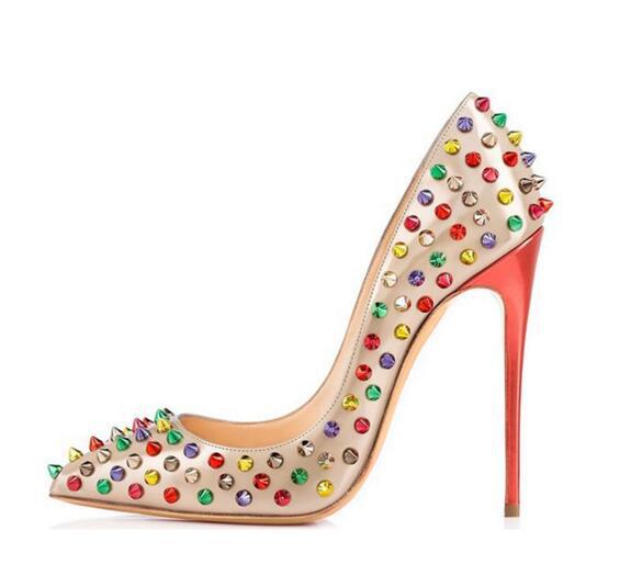 Sarah Express Stiletto Rivet Pointed Toe High Heels
