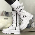 Sarah Express Platform Lace Up Knight Boots White