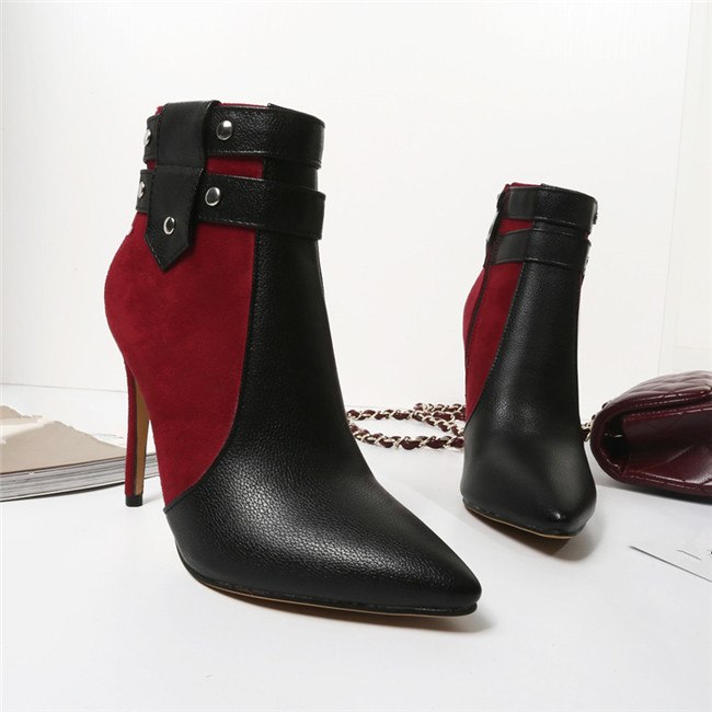 Sarah Express Retro Rivet Stiletto Ankle Boots