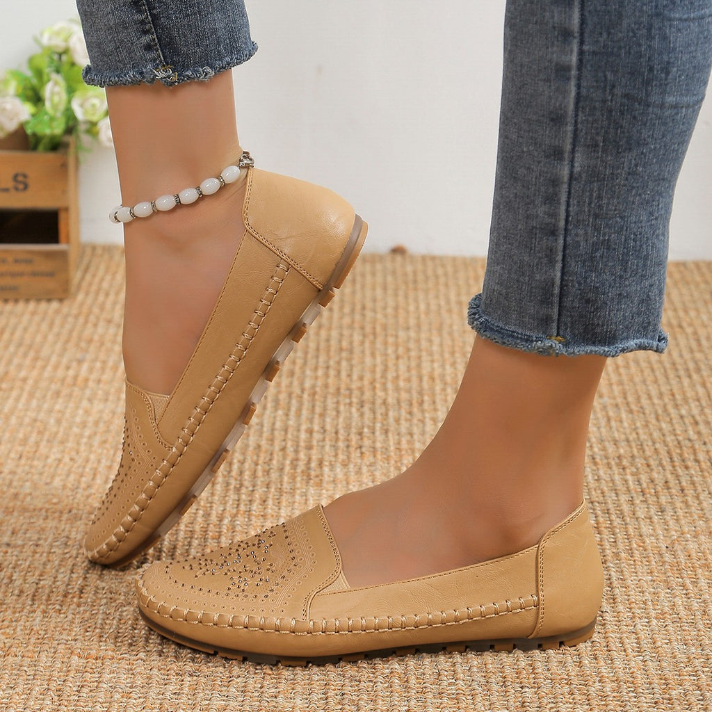 Sarah Express Handmade Stitched Gommino Flat Loafers