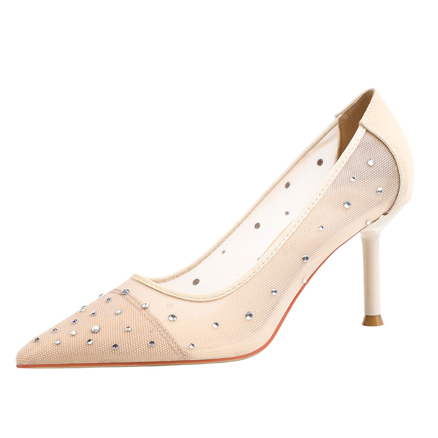 Sarah Express Pointed Toe Rhinestone Mesh Stiletto Heels