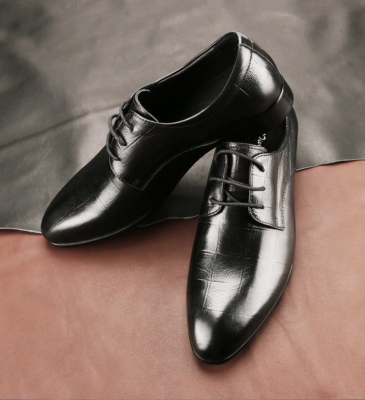 Sarah Express Men's Checkered Leather Derby Shoes