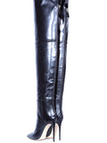 Sarah Express Pointed-Toe Over-the-Knee Stiletto Boots Black
