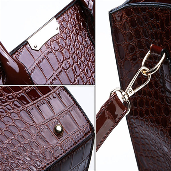 Sarah Express Structured Crocodile Pattern Tote Handbag