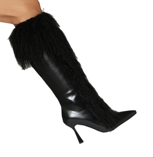 Sarah Express Tassel Stiletto Boots with Pointed Toe