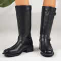 Sarah Express Plus Size Chunky Heel Thigh High Boots Black