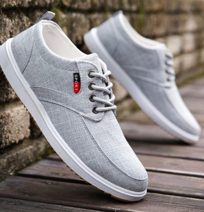 Sarah Express Men's Breathable Canvas Lace-Up Flats Grey