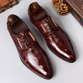 Sarah Express Men's Crocodile Texture Formal Dress Shoes Wine Red