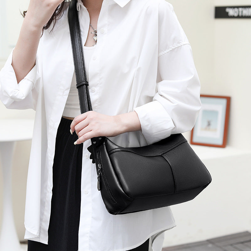 Sarah Express Casual Soft Dumpling Crossbody Shoulder Bag Black