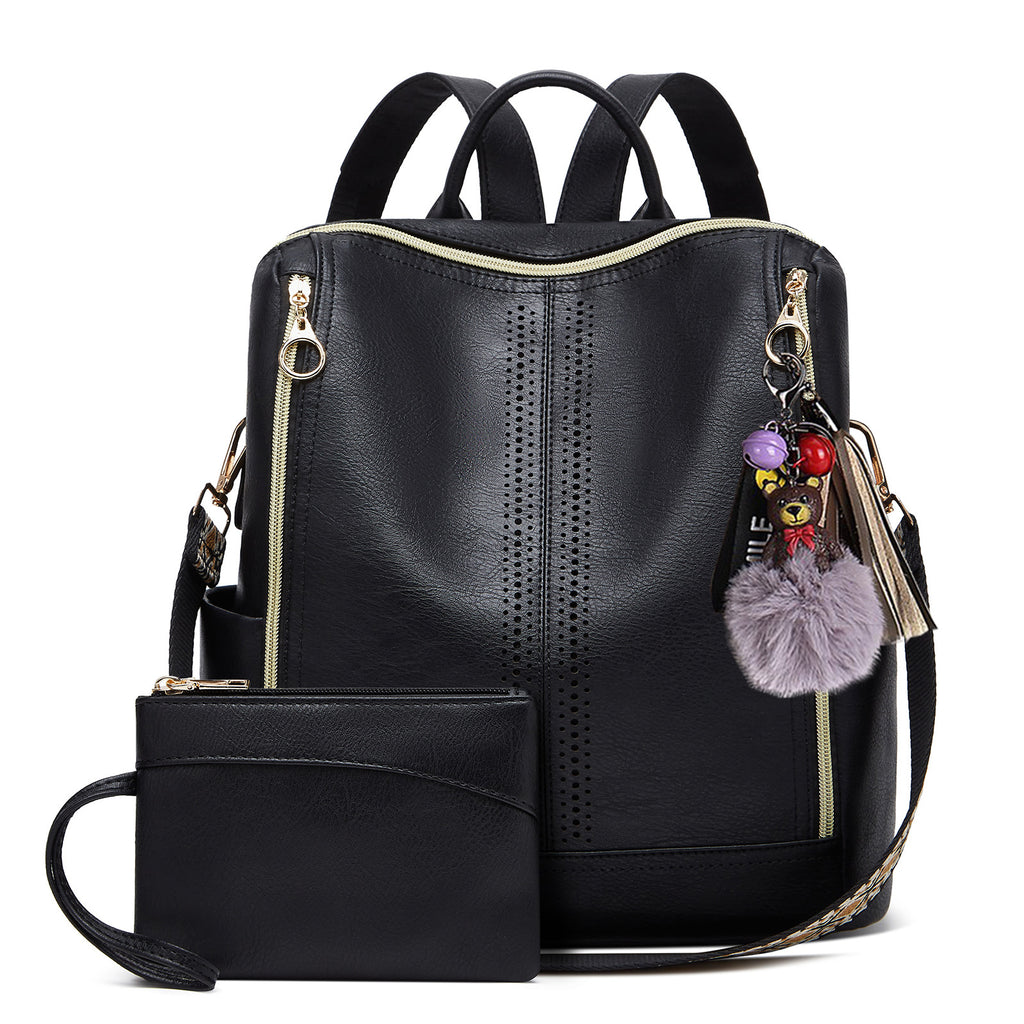 Sarah Express Casual Soft Leather Everyday Backpack Black