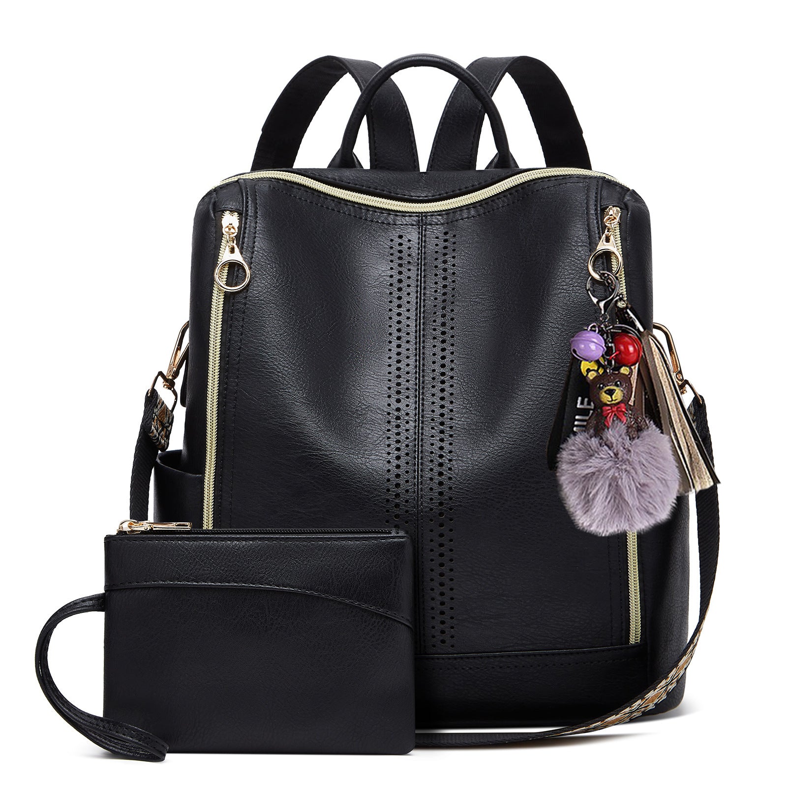 Sarah Express Casual Soft Leather Everyday Backpack Black