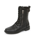 Sarah Express Lace-Up Western Martin Boots Black