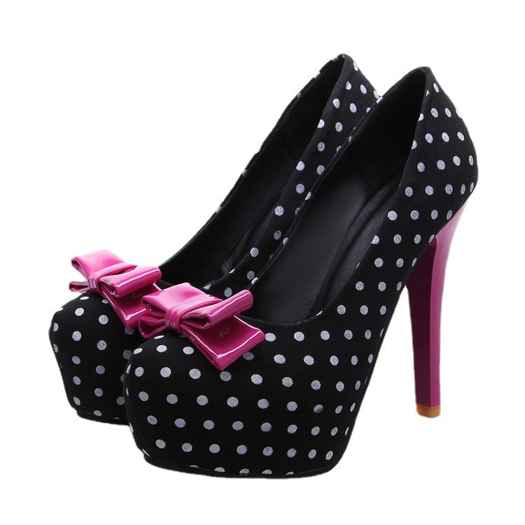 Sarah Express Polka Dot Bow Stiletto High Heels