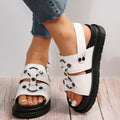 Sarah Express Women's Rivet Buckle Platform Sandals White