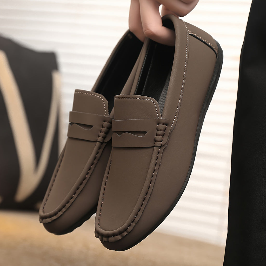 Sarah Express Men's Solid Color Canvas Penny Loafers
