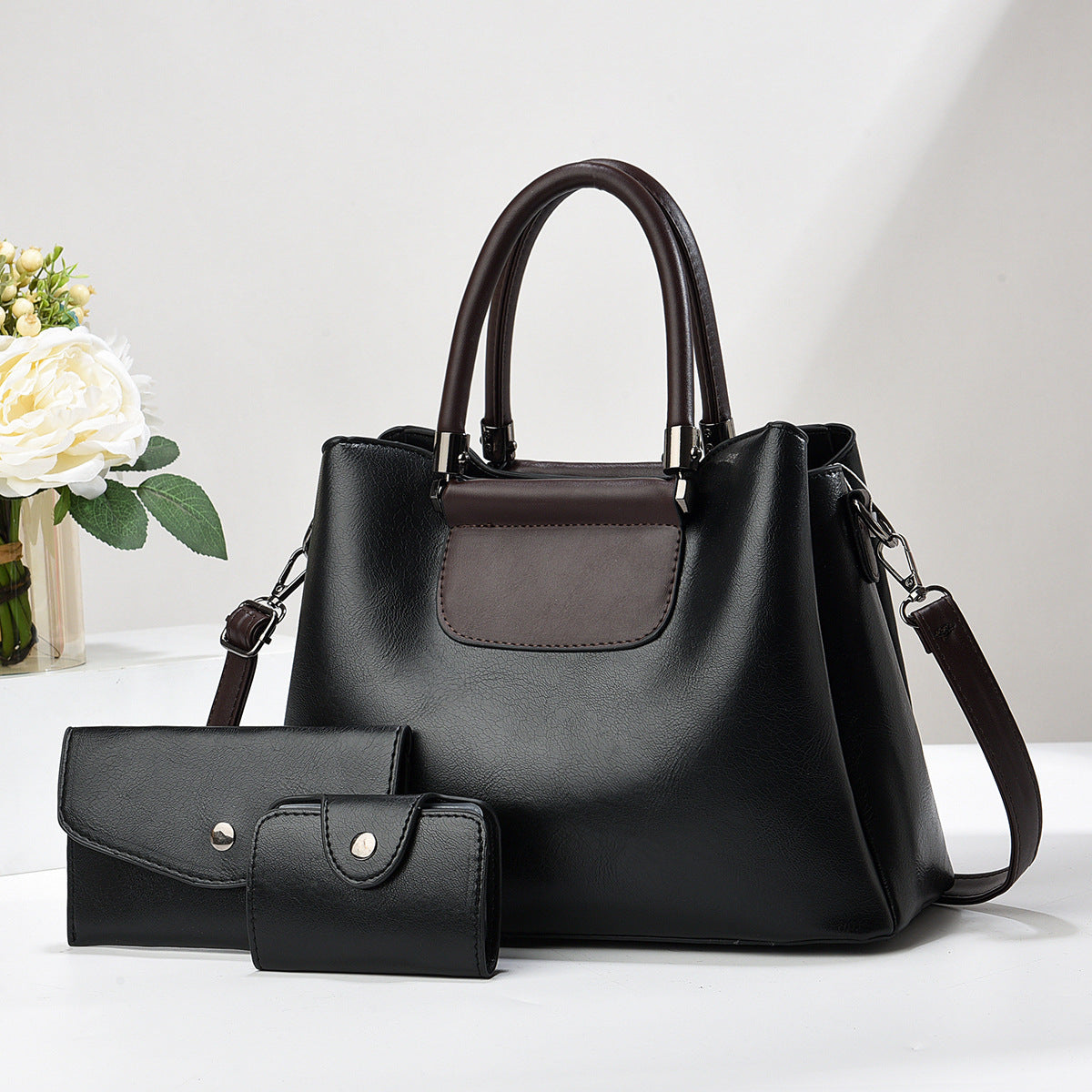 Sarah Express Elegant Three-Piece Structured Handbag Set