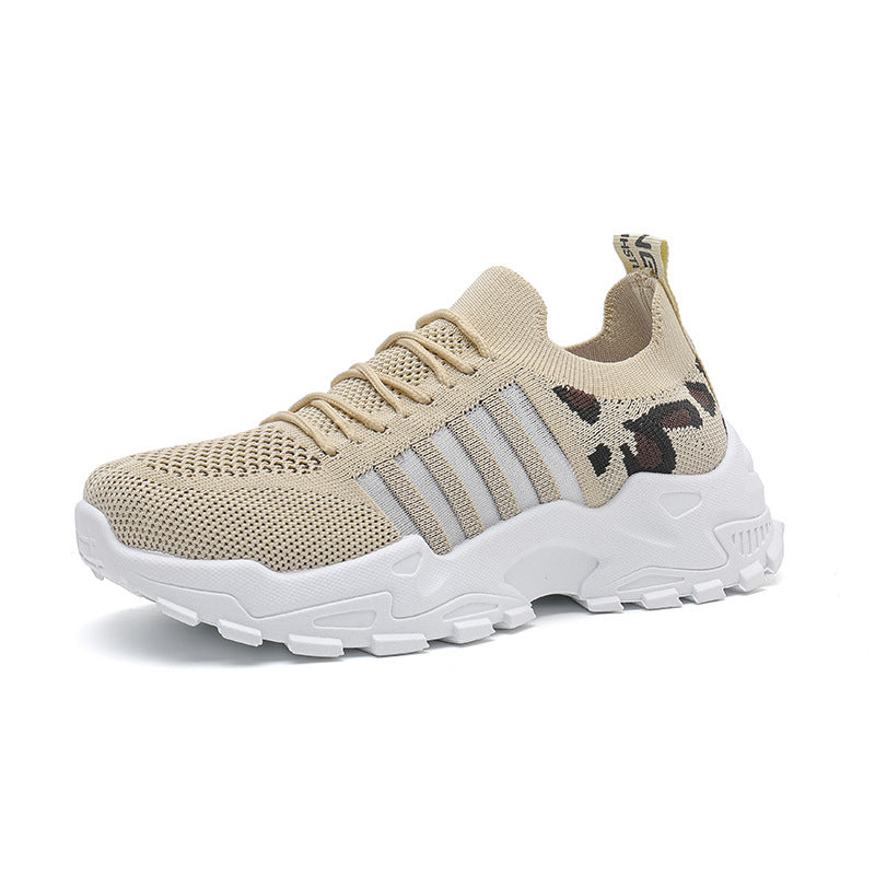 Sarah Express Women's Breathable Mesh Lace-Up Sneakers Khaki