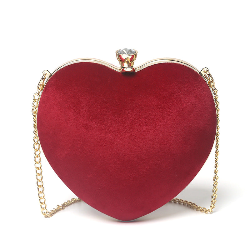 Sarah Express Heart Shaped Chain Strap Clutch Bag gules