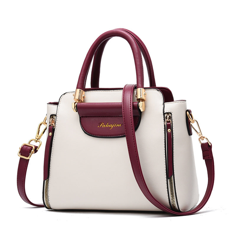 Sarah Express Structured Two-Tone Shoulder Handbag Wine red white