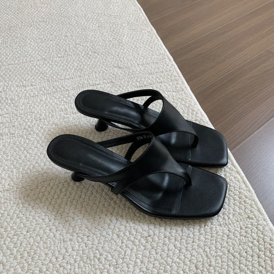 Sarah Express Retro Square Toe Thong Stiletto Sandals