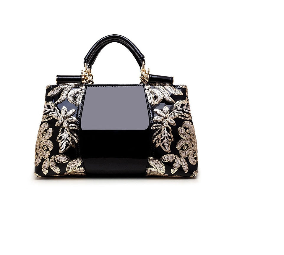 Sarah Express Floral Sequin Structured Shoulder Handbag