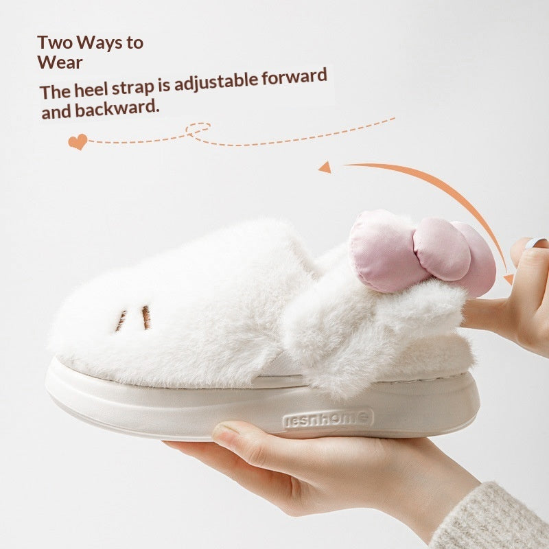 Sarah Express Fluffy Cat Bow Indoor House Slippers