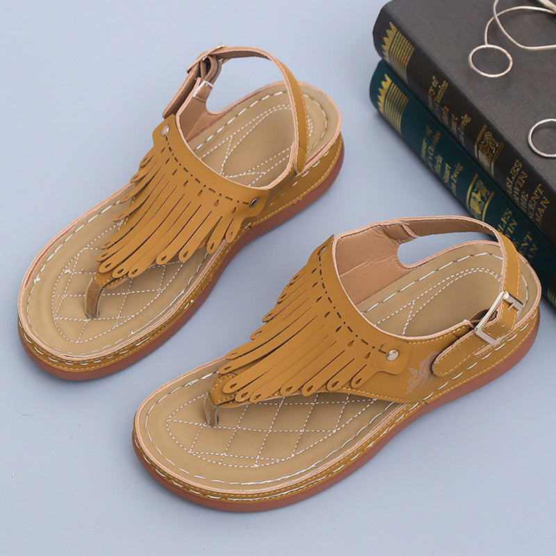 Sarah Express Women's Roman Cutout Wedge Beach Sandals Yellow