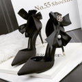 Sarah Express Pointed Toe Bow Stiletto Pumps Black