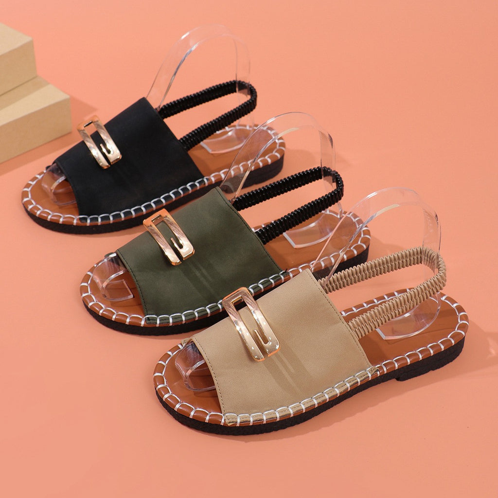 Sarah Express Women's Fabric Strap Flat Sandals