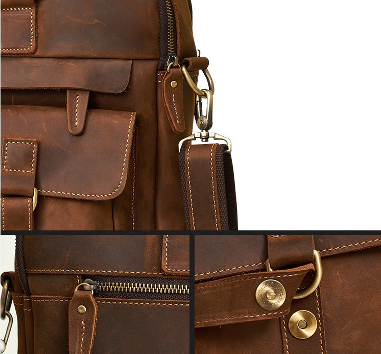 Sarah Express Retro Cowhide Business Laptop Briefcase