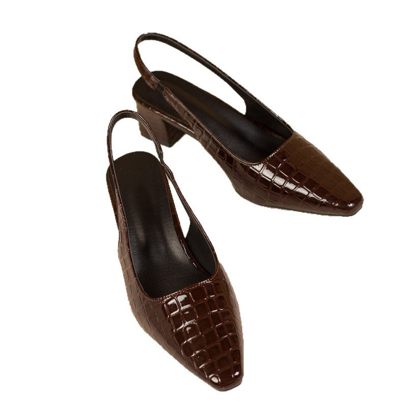 Sarah Express Back-Open Chunky Heel Slingback Pumps