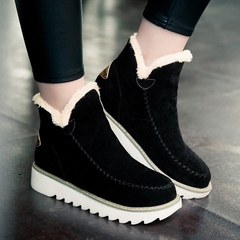 Sarah Express Plush Lined Casual Winter Snow Boots Black