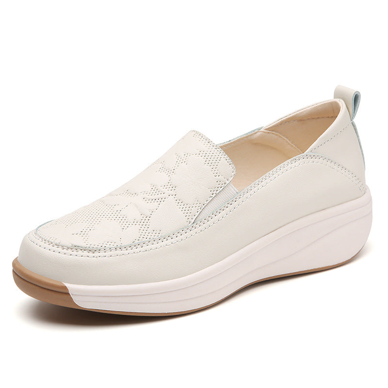 Sarah Express Women's Chunky Sole Slip-On Platform Sneakers Beige