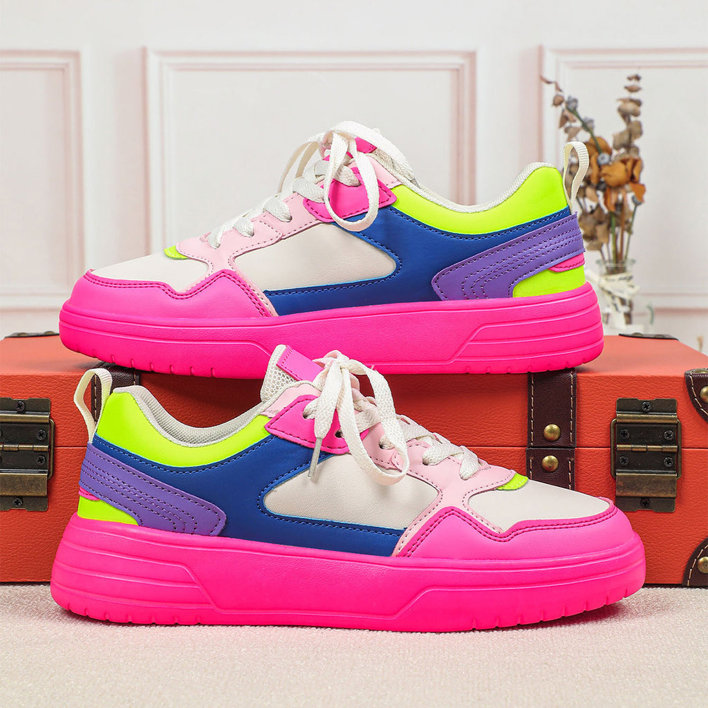 Sarah Express Casual Leopard Print Platform Sneakers Pink Blue Rose Red